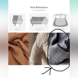 Lulu moon Kids Muslin Throw Blanket..ultra soft lightweight grey..(NWT)50x60 in